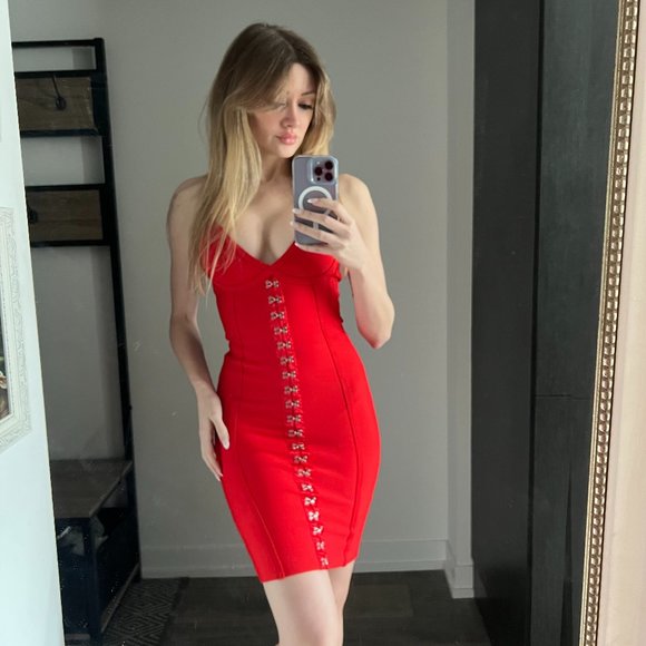 Tiger Mist Red Bodycon Dress - Picture 2 of 7